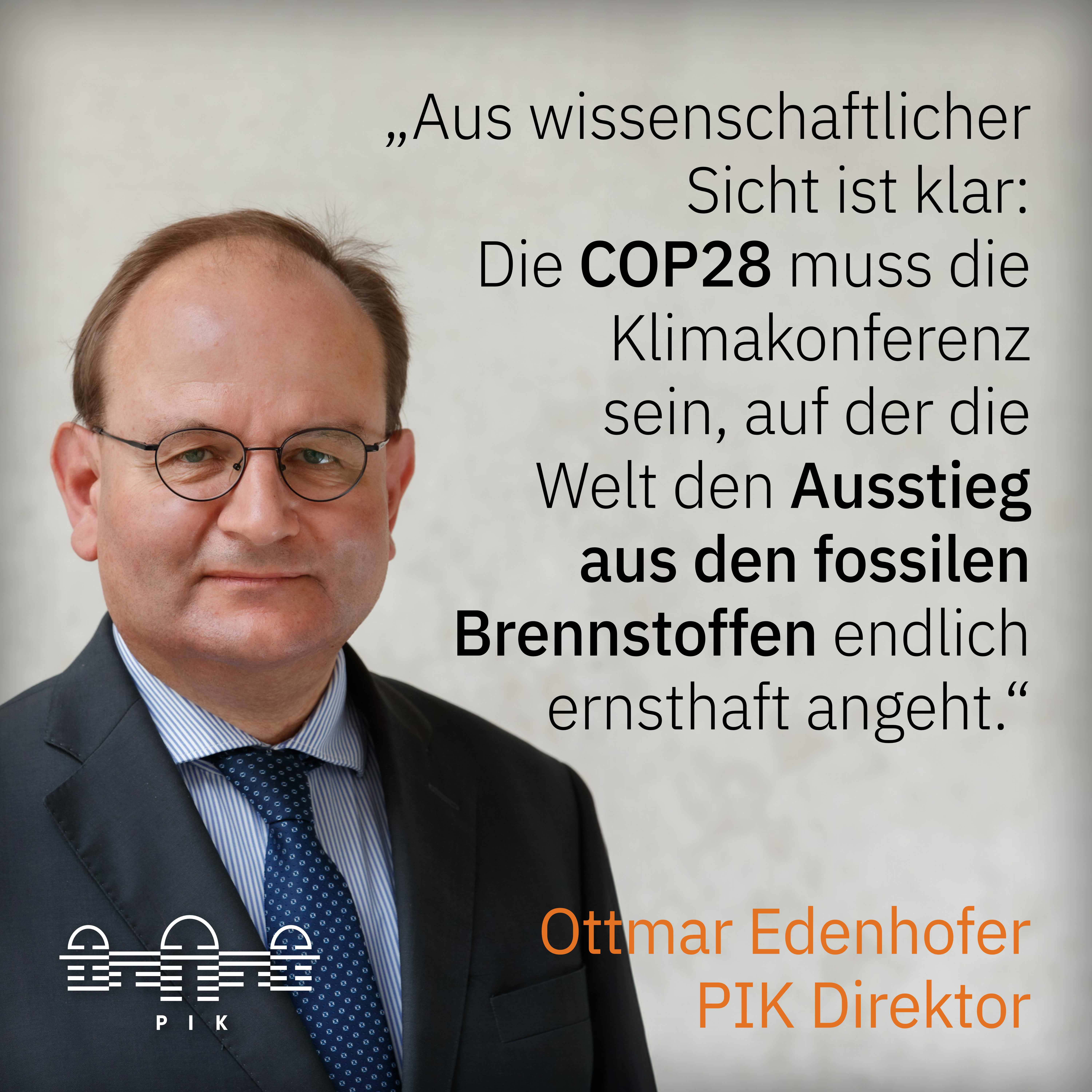 PIK Direktor Edenhofer zur COP28