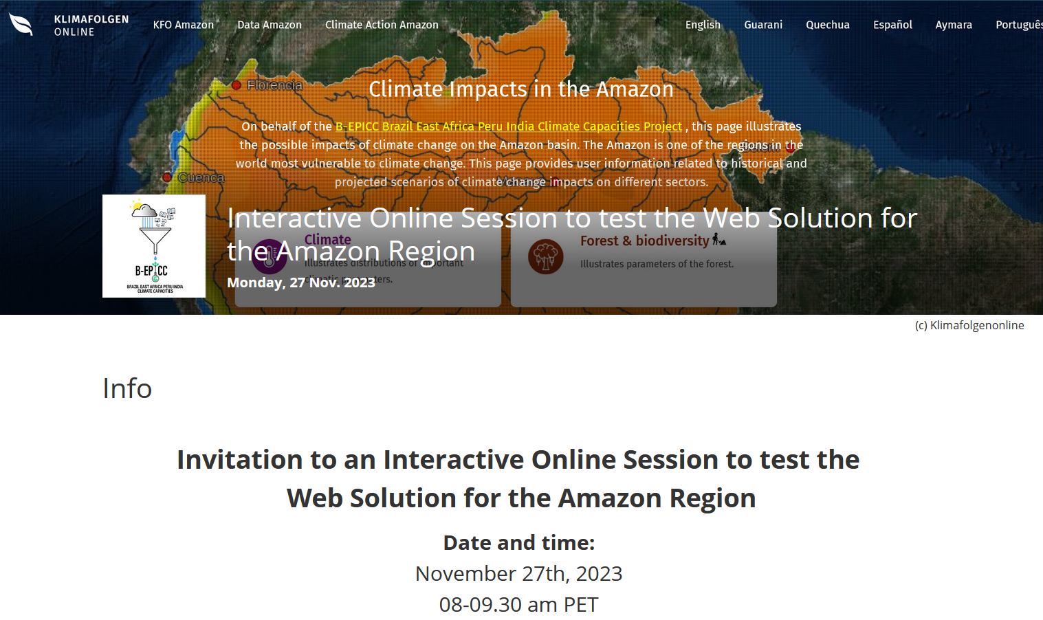 Interactive Online Session for the Amazon Region