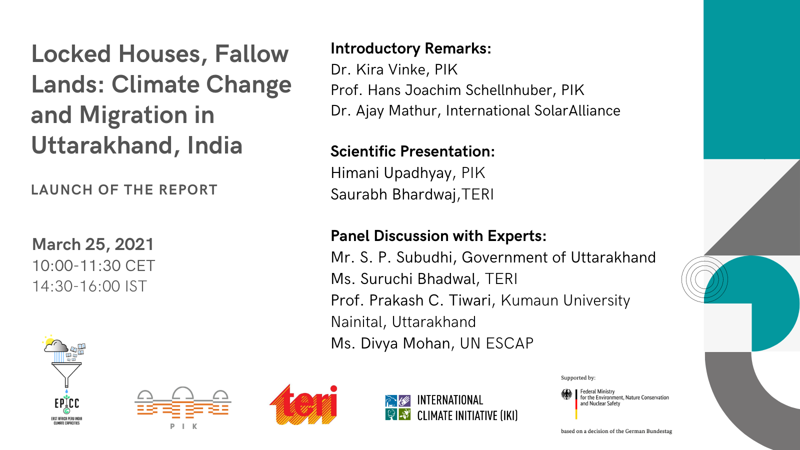 Virtual Launch of the Study: “Locked Houses, Fallow Lands: Climate Change and Migration in Uttarakhand, India”