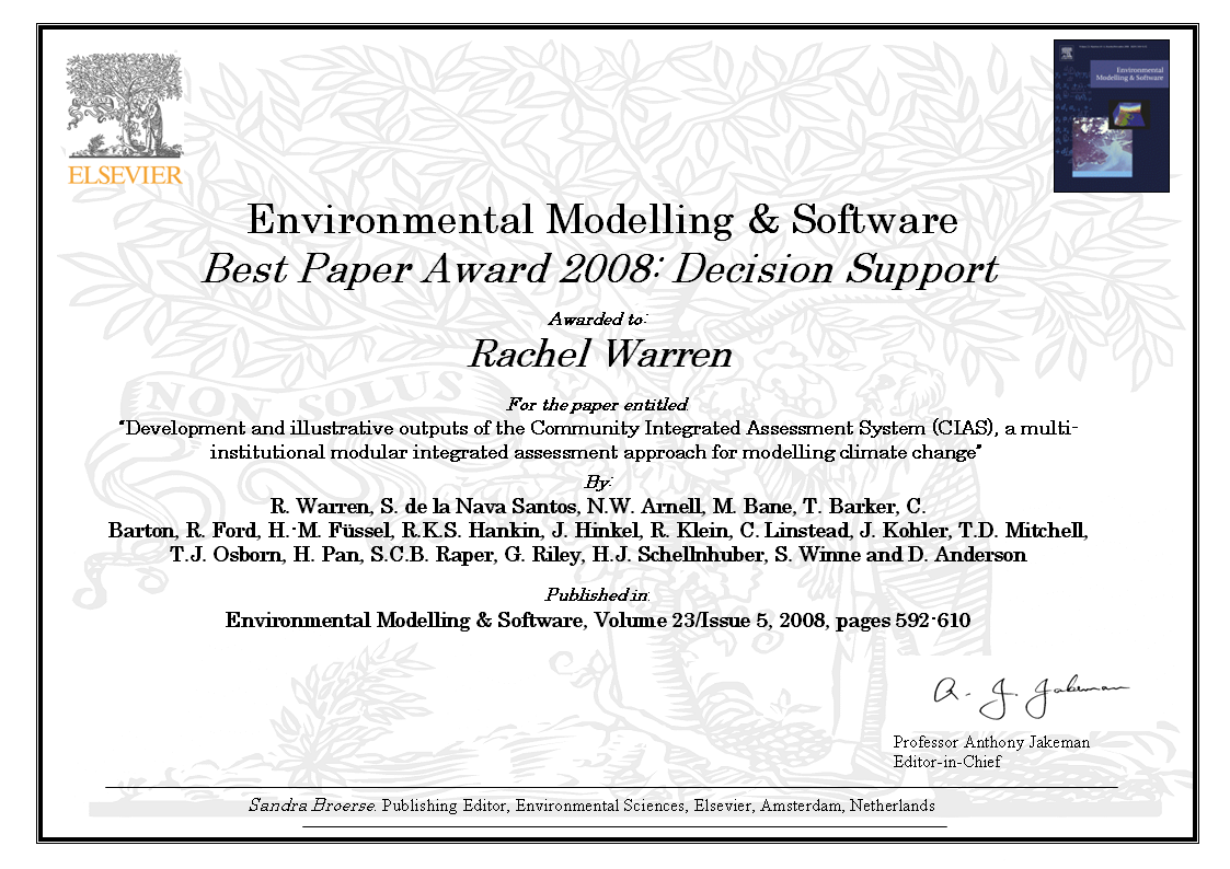 Study on modelling climate policy received „2008 Best Paper Award“