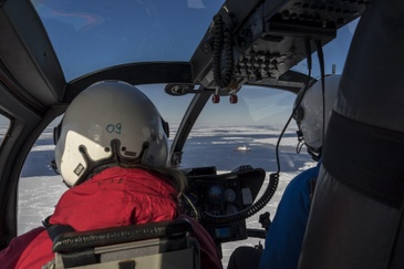Icebreaker Polarstern during landing of the helicopter. ©Reese/Winkelmann