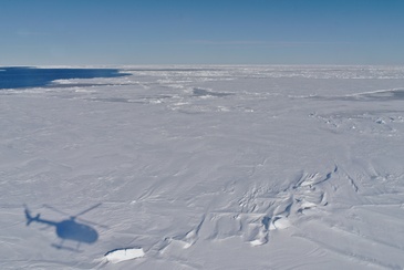 The ice floe has a diameter of about one kilometer and is about one meter thick. ©Reese/Winkelmann