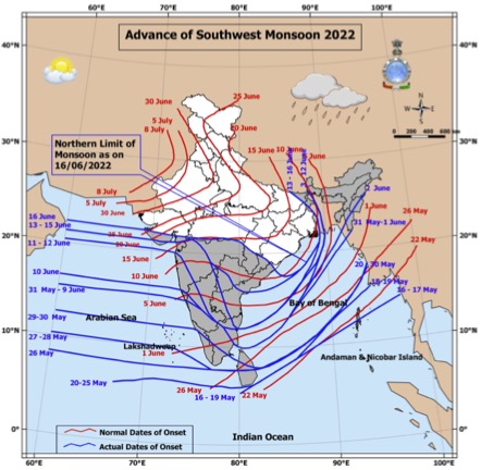 Elena Surovyatkina, Correct monsoon onset forecast over Central India, 2022