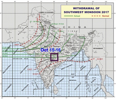 PIK-Monsoon Withdrawal 2017 with map of the IMD
