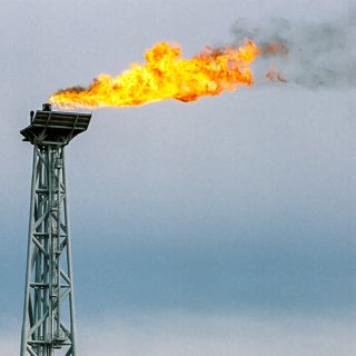 Burning off gas at the Sleipner gas platform in the North Sea (Foto: SR)